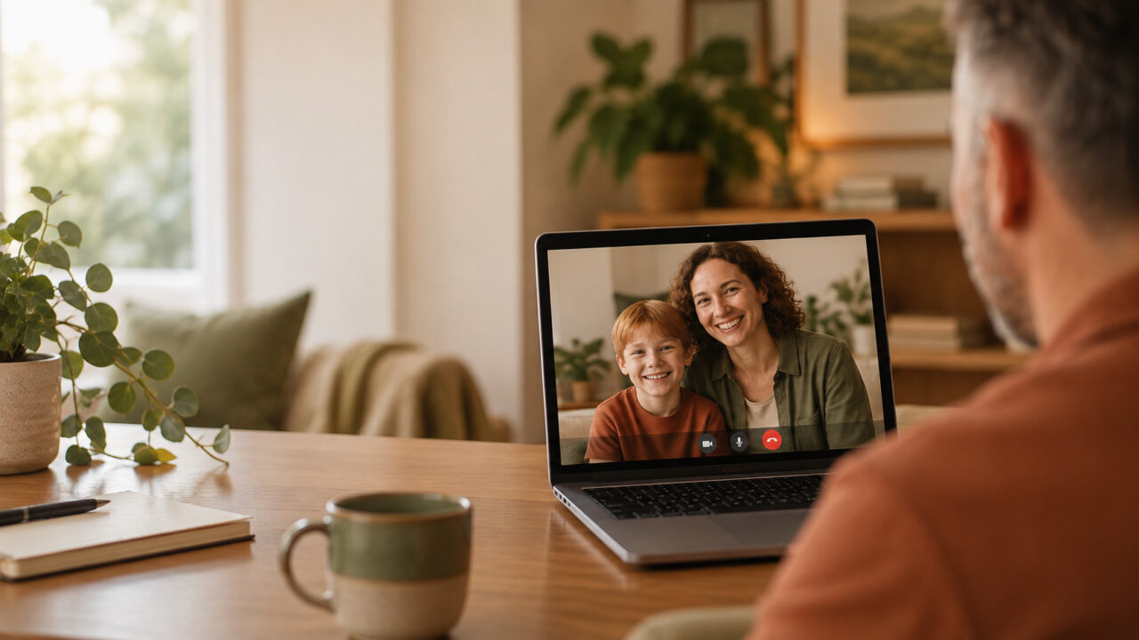 Mother and child speaking with a therapist during an online session.jpg